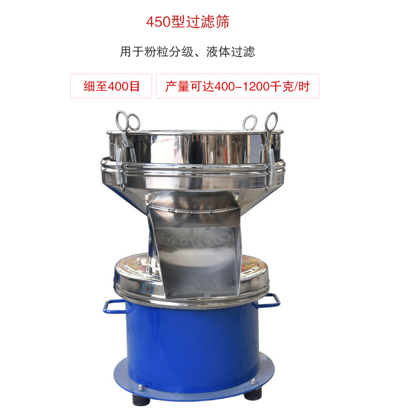 450型過濾篩用于粉粒分級(jí)、液體過濾